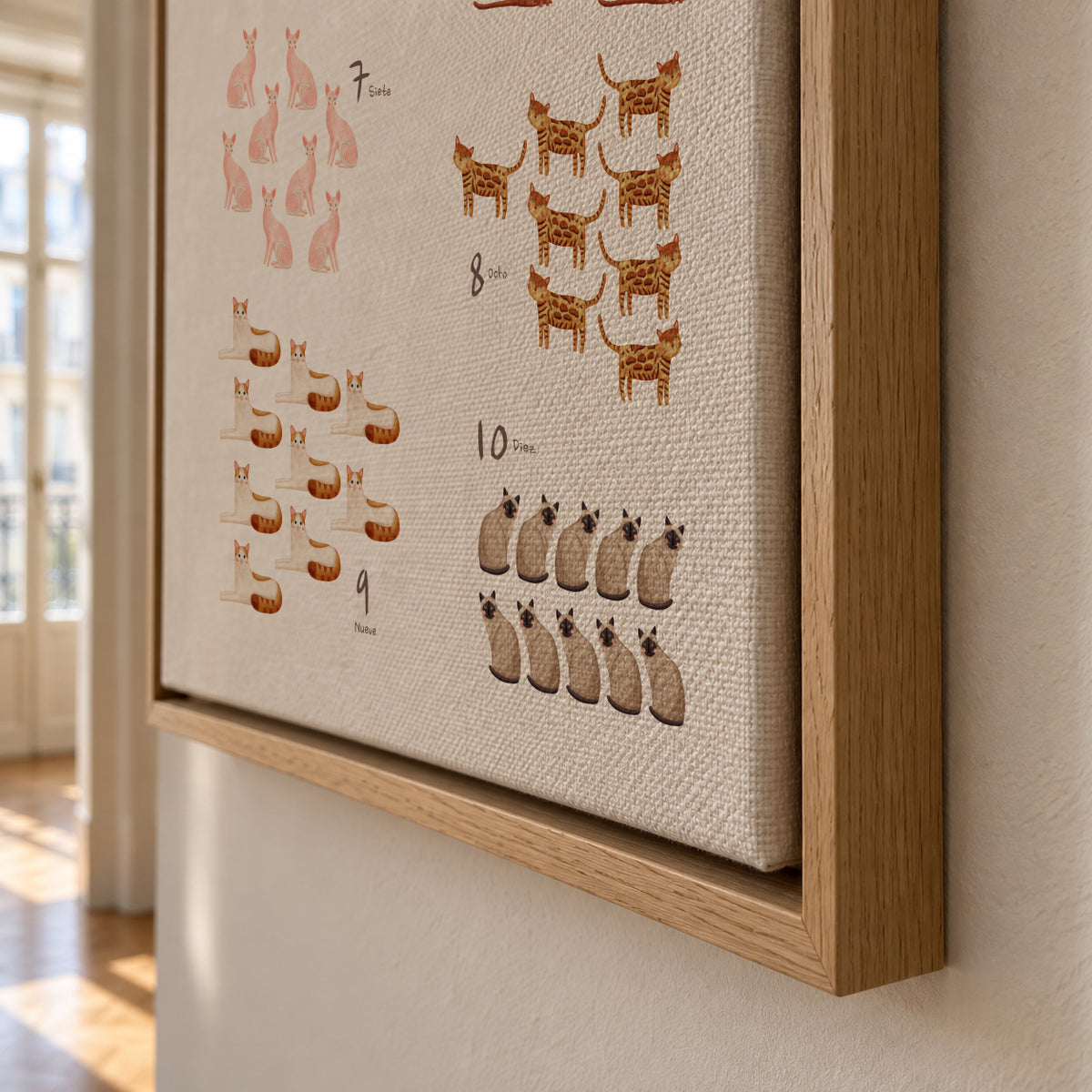 Números de 1 al 10 gatos (español) - Framed canvas detail