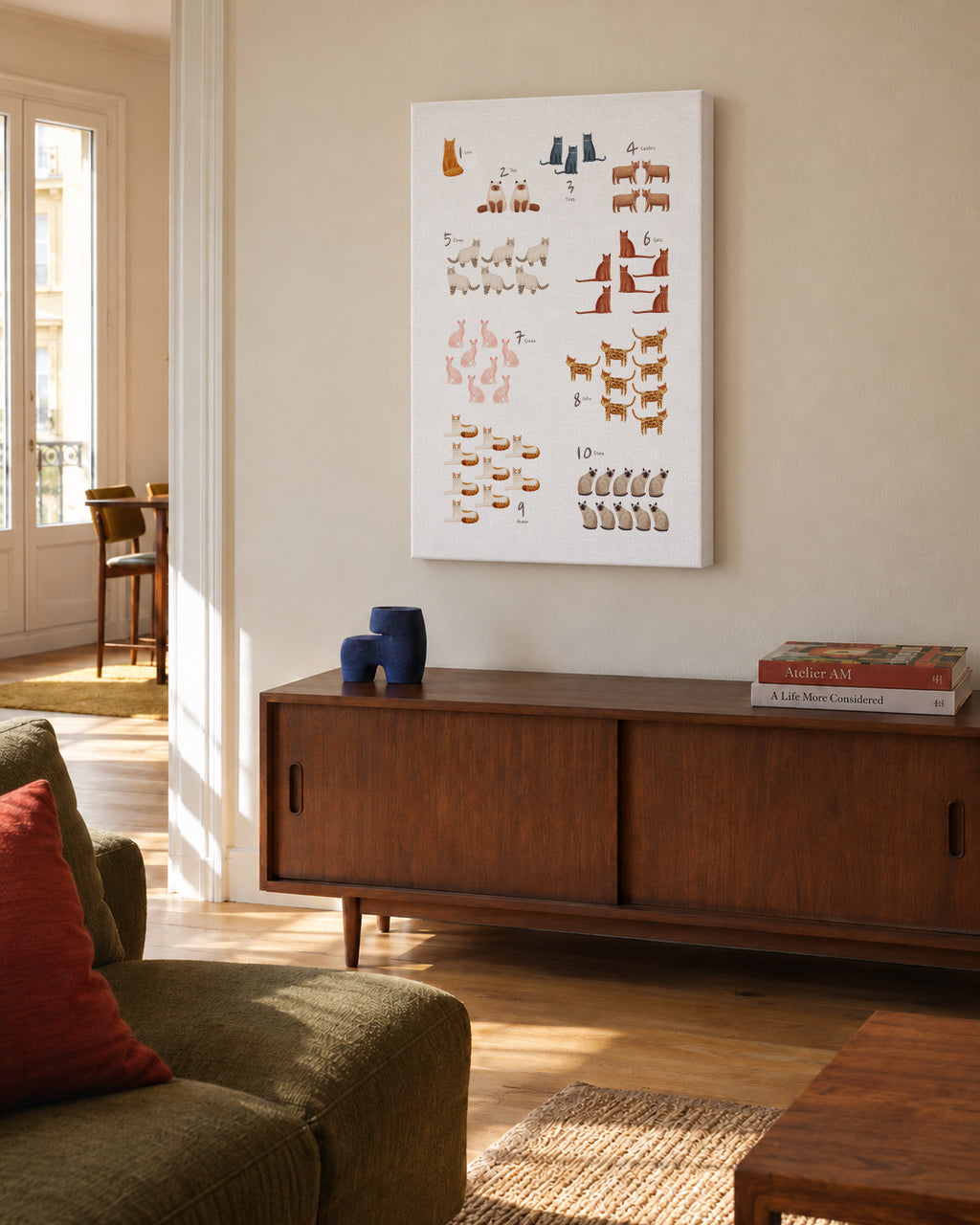 Números de 1 al 10 gatos (español) - Unframed canvas in an interior