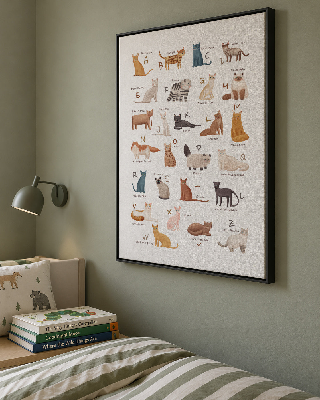 Abecedario gatos (ingles) - Framed canvas in an interior