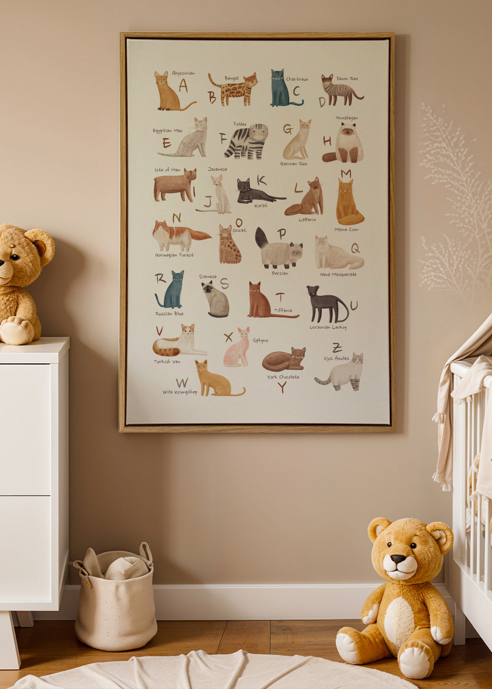 Abecedario gatos (ingles) - Framed canvas in an interior