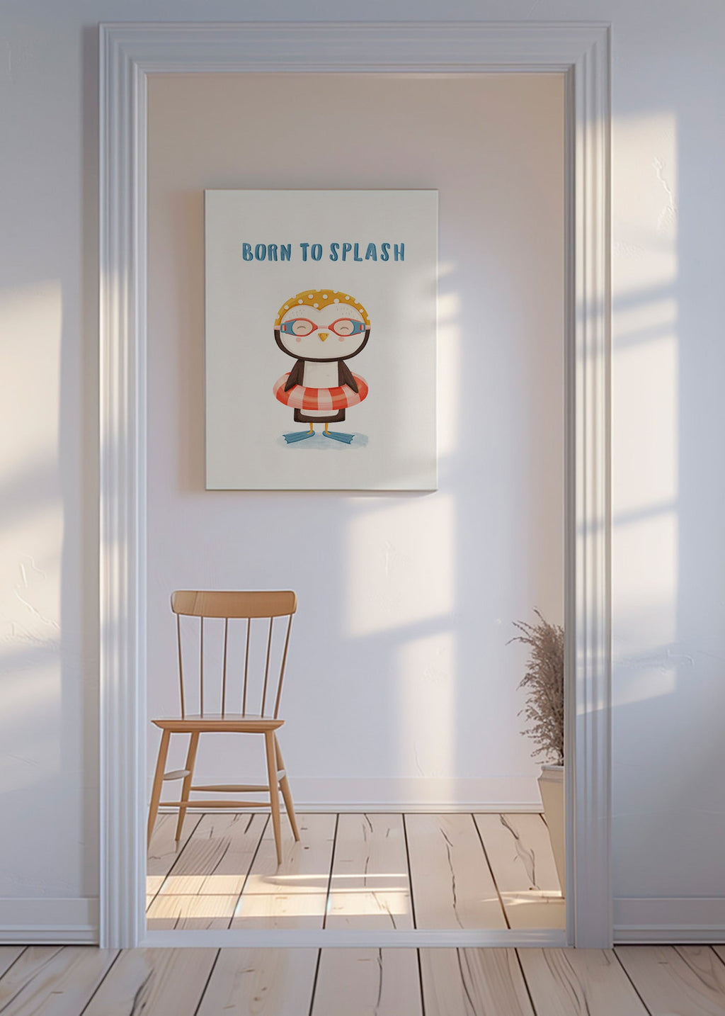 Lámina infantil con pingüino veraniego – Canvas