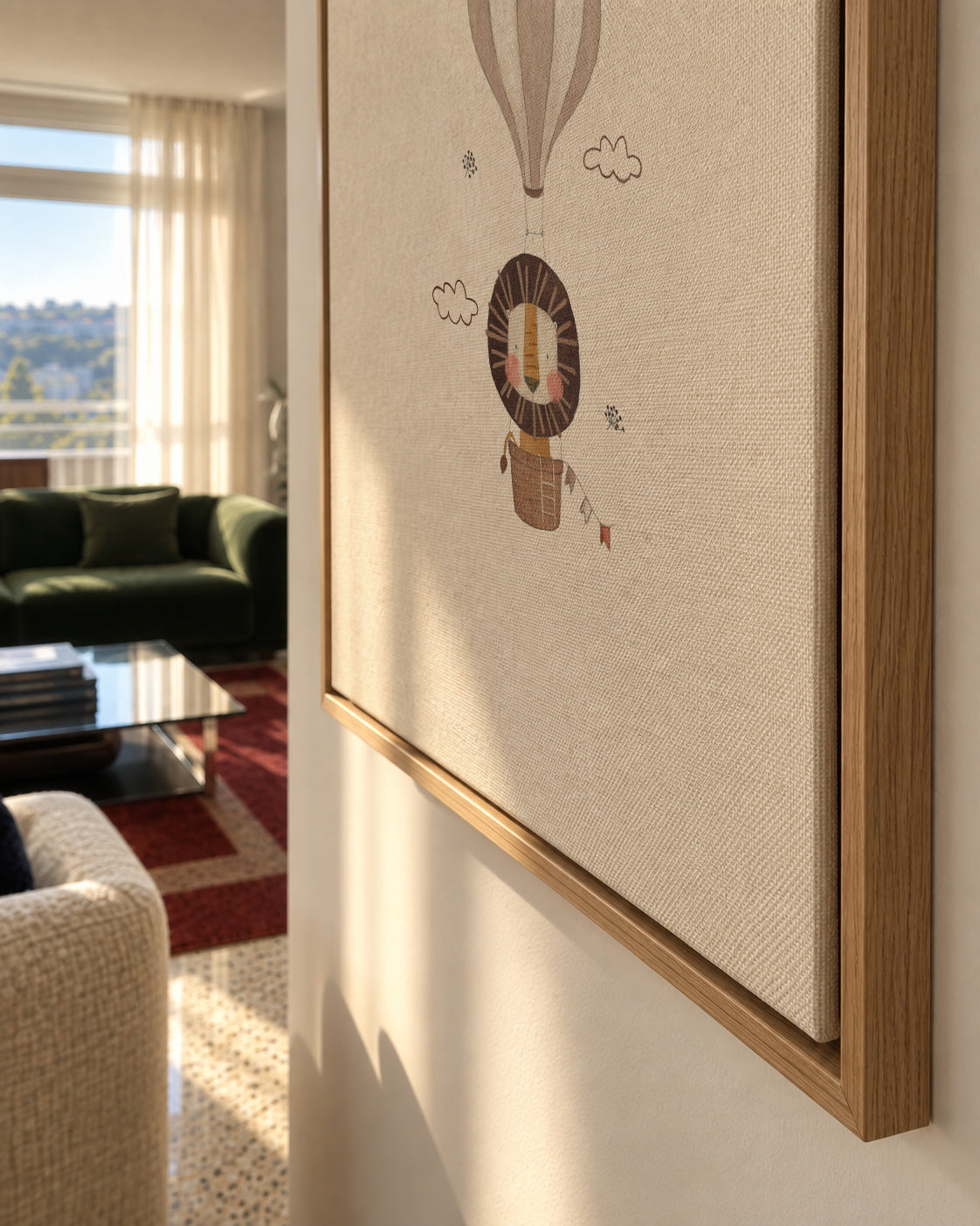 Balloon Lion - Framed canvas detail