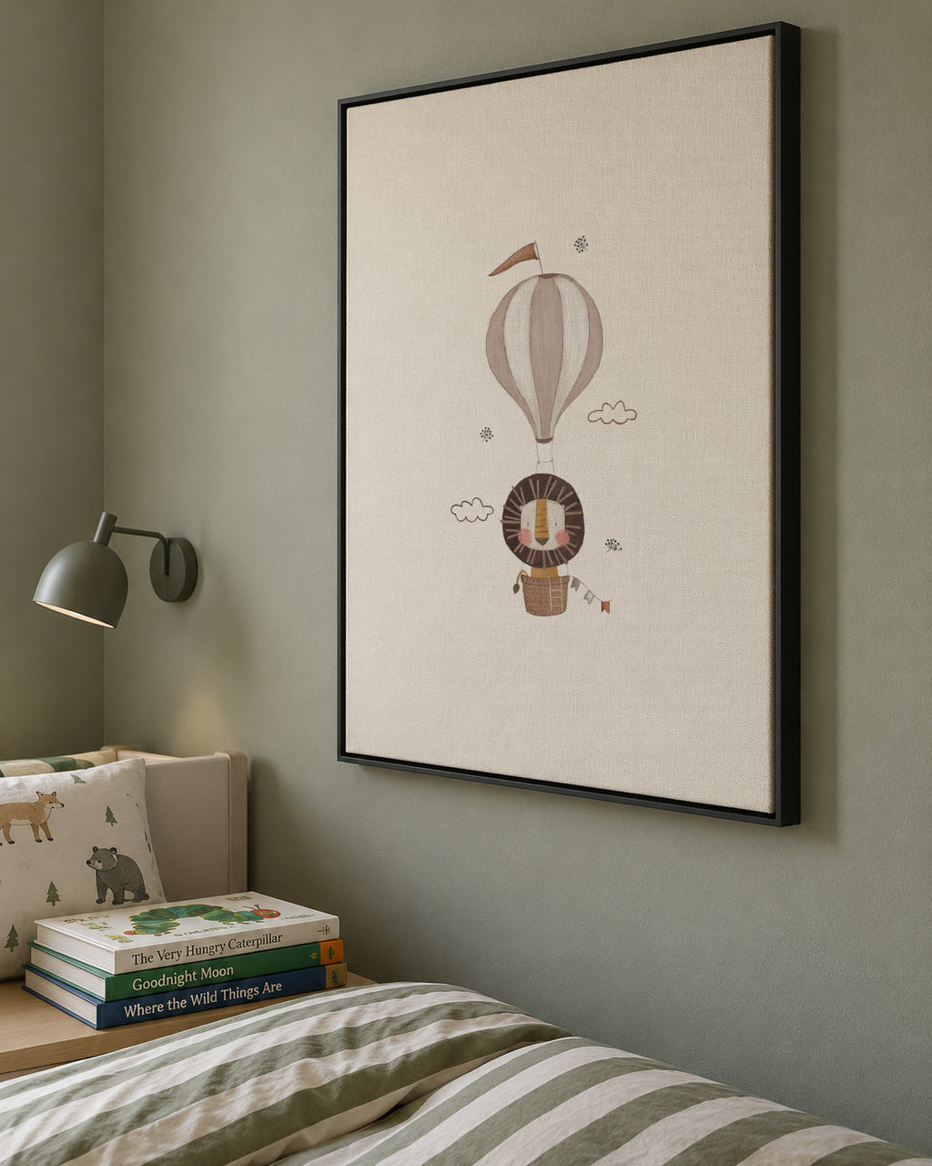 Balloon Lion - Framed canvas in an interior