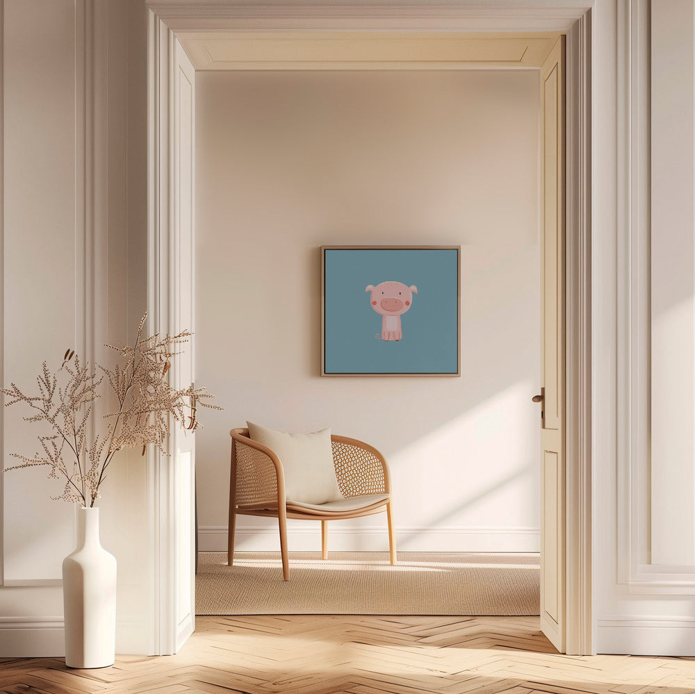 Lámina infantil con cerdito rosa centrado – Canvas2