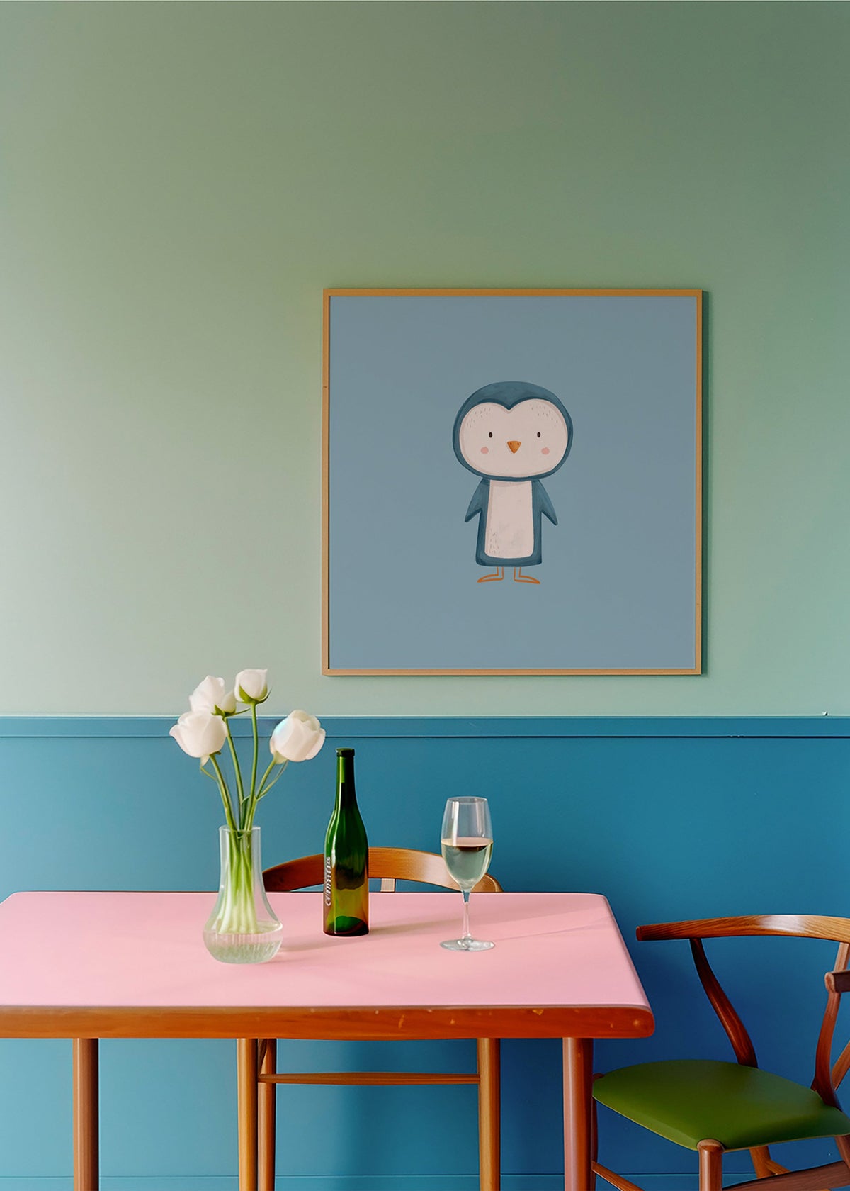Cuadro pingüino ilustrado sobre fondo azul – Product3