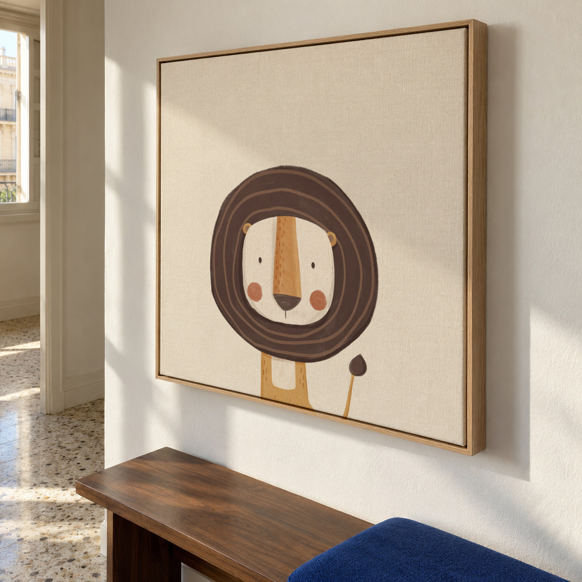 Sweet lion - Framed canvas in an interior