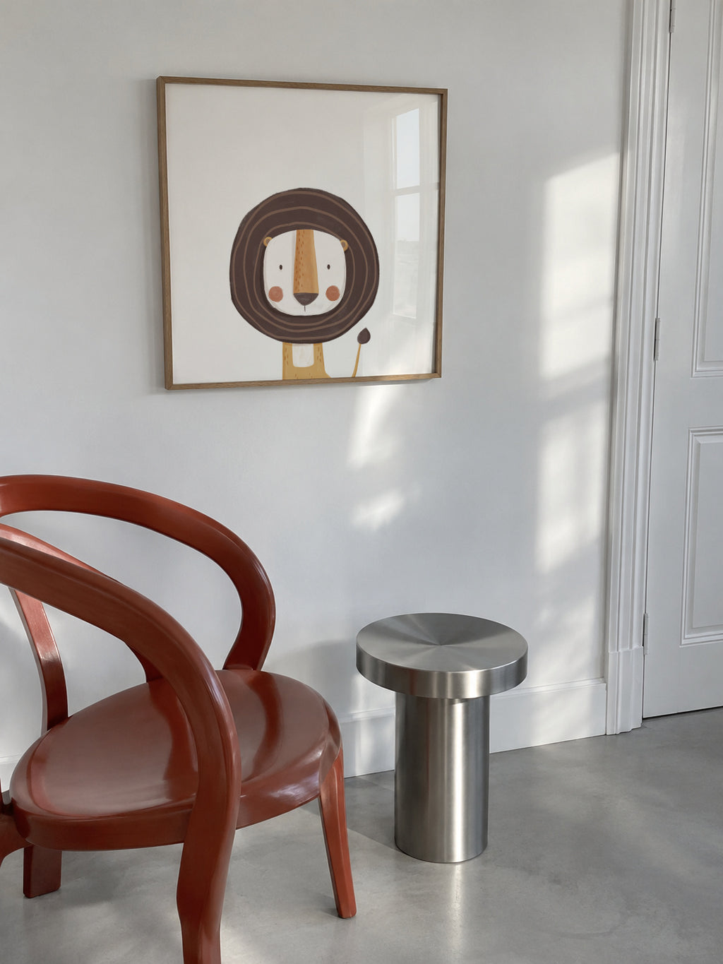Sweet lion - Framed poster in an interior