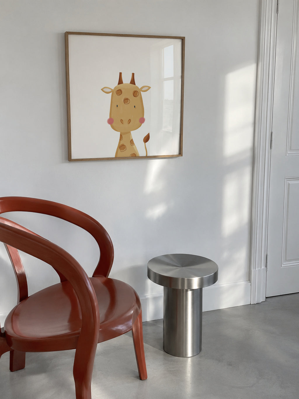 Sweet giraffe - Framed poster in an interior