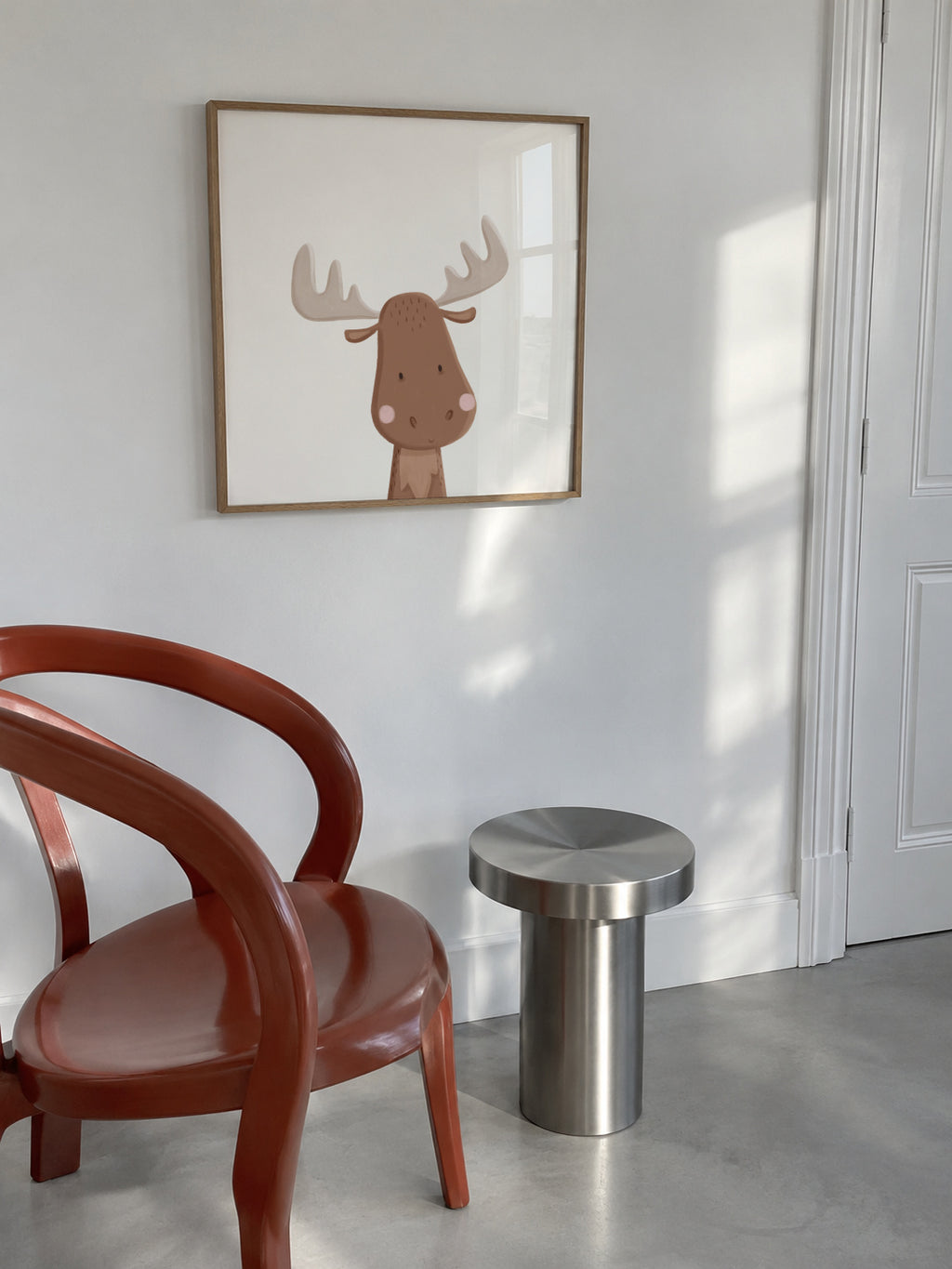 Sweet moose - Framed poster in an interior