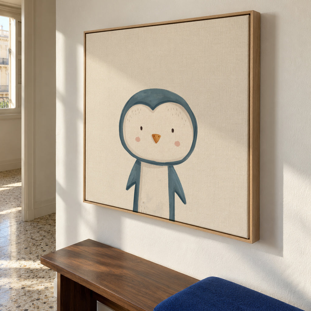 Sweet penguin - Framed canvas in an interior
