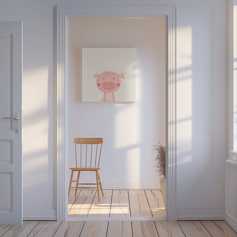 Lámina infantil con cerdito rosa simpático – Canvas