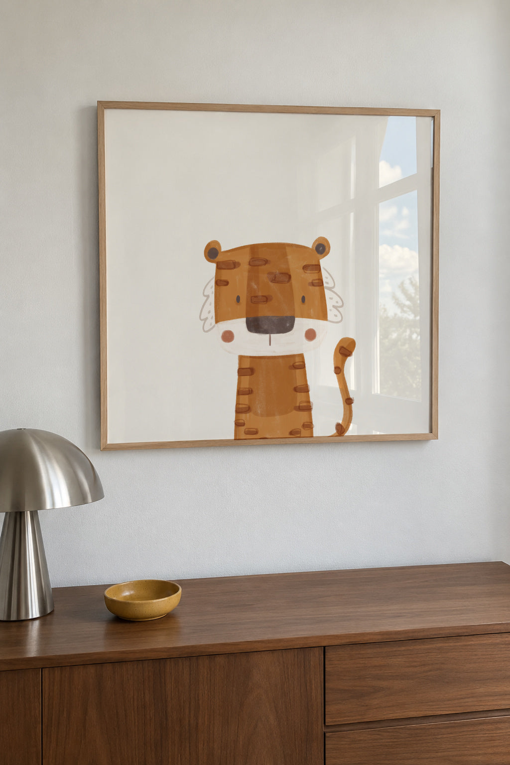 Sweet tiger - Framed poster in an interior