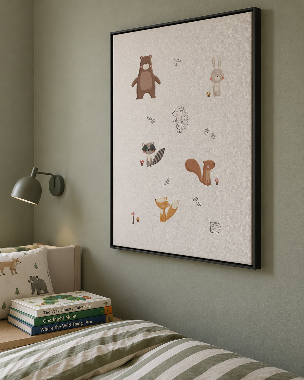 Forest friends - Framed canvas in an interior