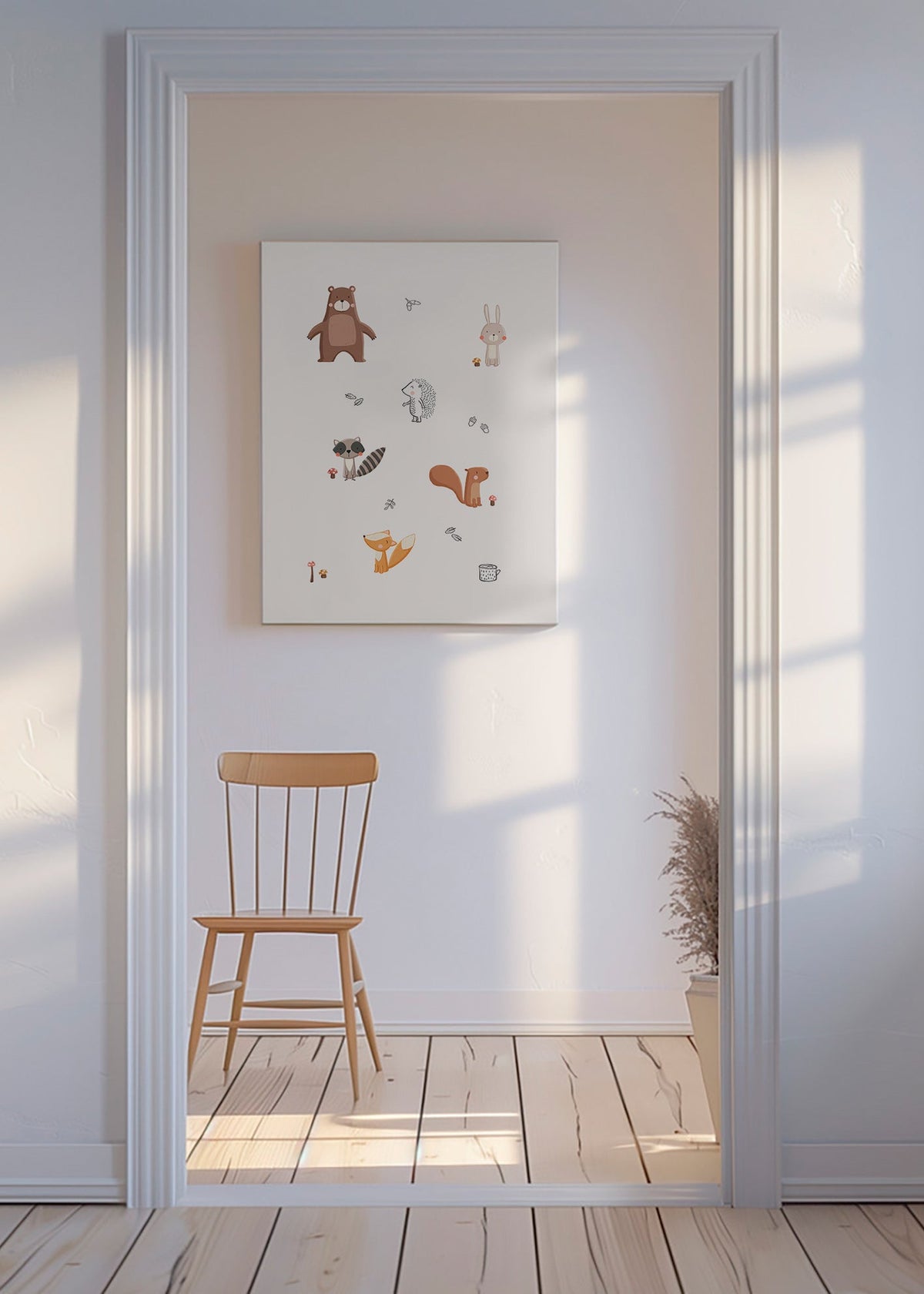 Lámina infantil con animales del bosque en tonos pastel – Canvas