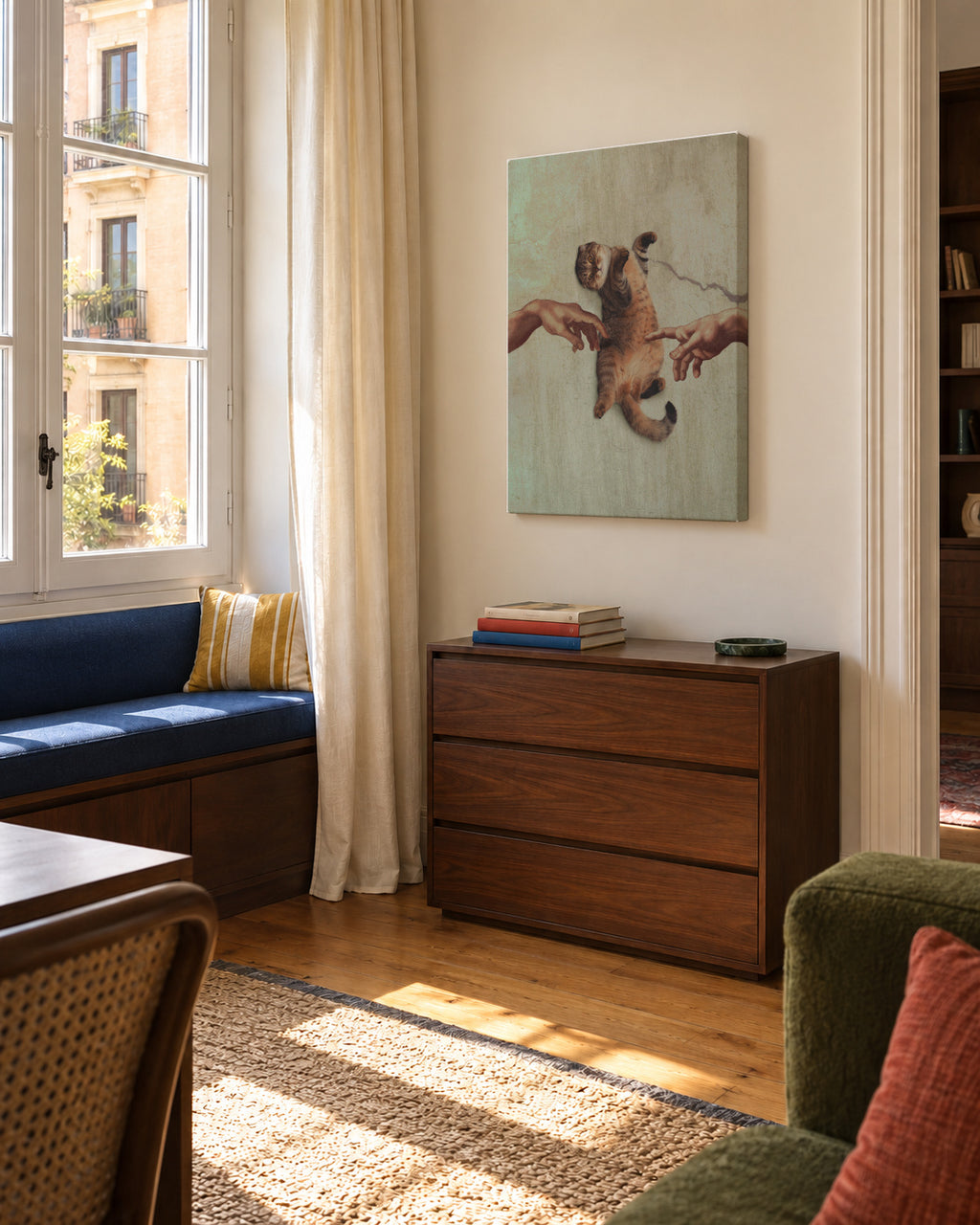 Touch of a Kityy - Unframed canvas in an interior
