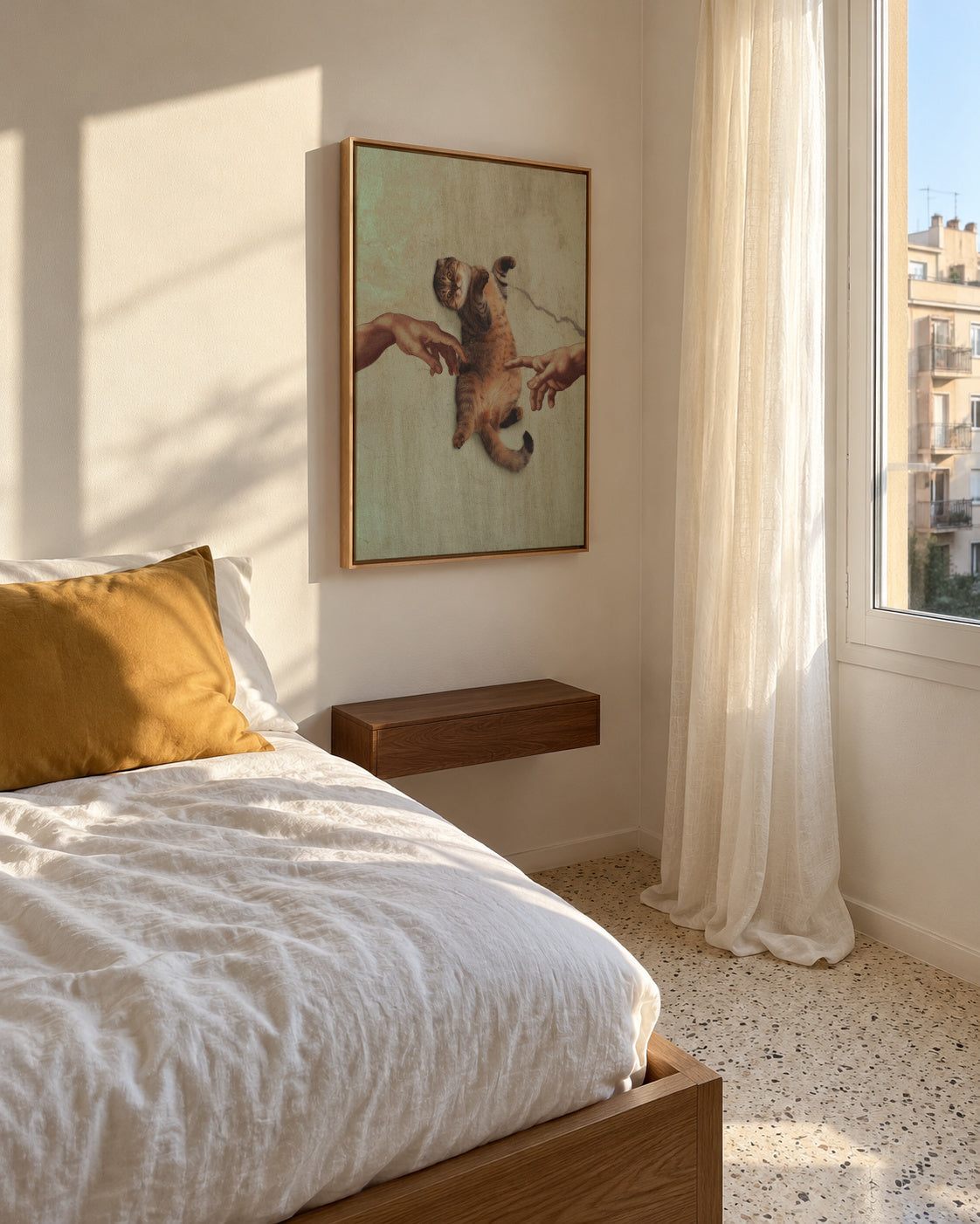 Touch of a Kityy - Framed canvas in an interior