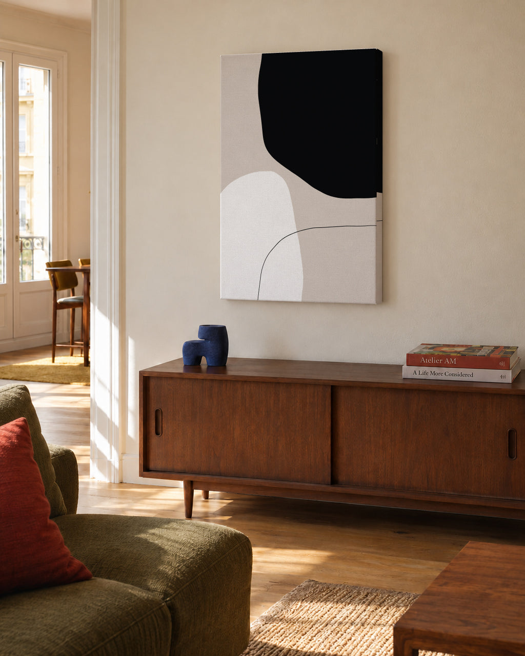 Pairing - Unframed canvas in an interior