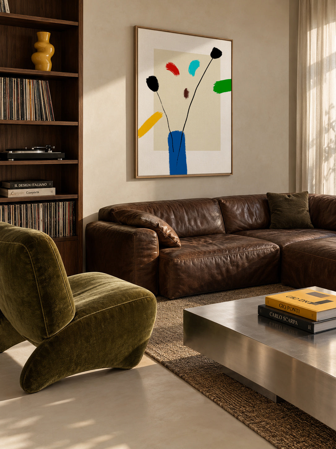Happy Flowers - Framed canvas in an interior