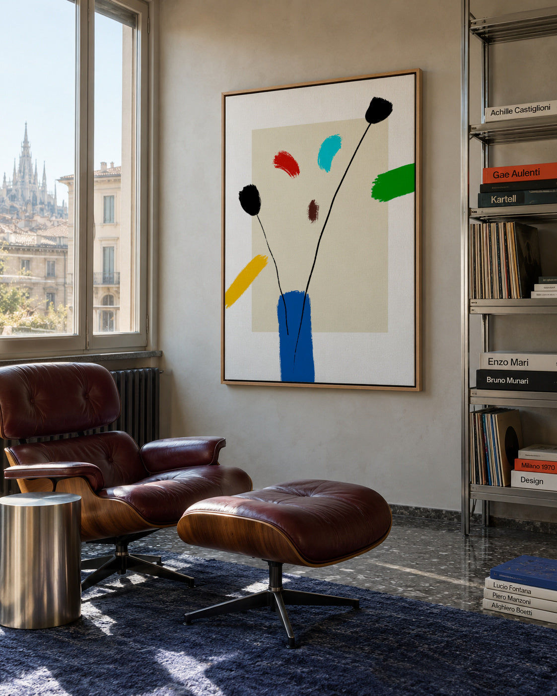 Happy Flowers - Framed canvas in an interior