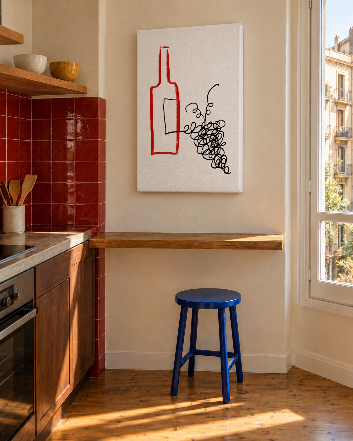 Good Wine - Unframed canvas in an interior