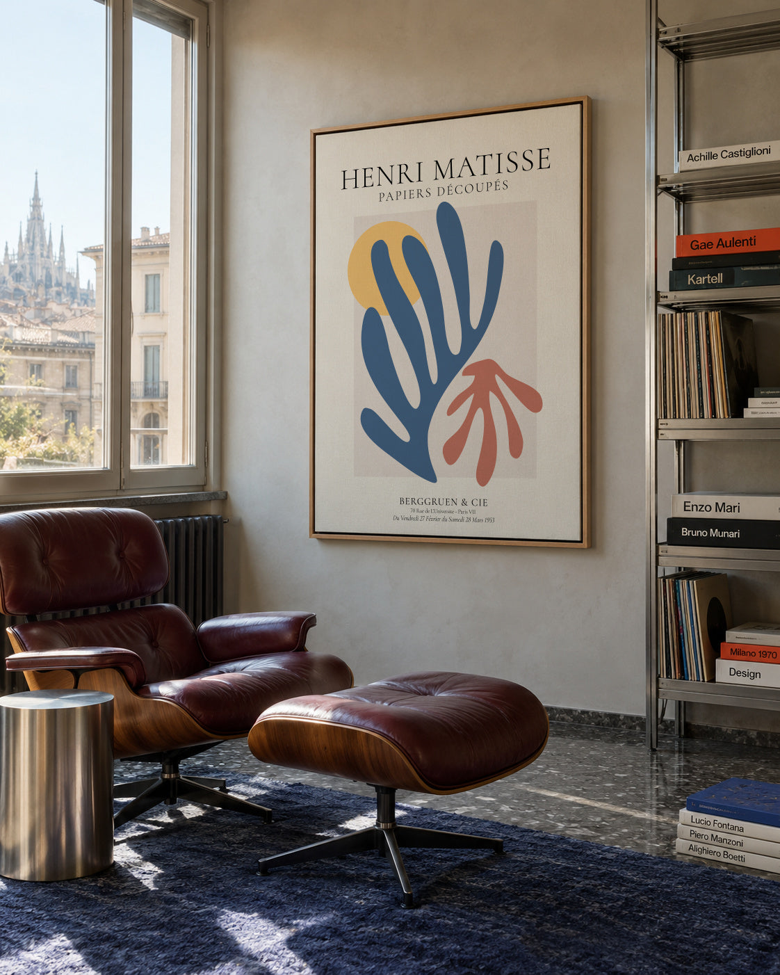 Henri Matisse papiers découpés IV - Framed canvas in an interior