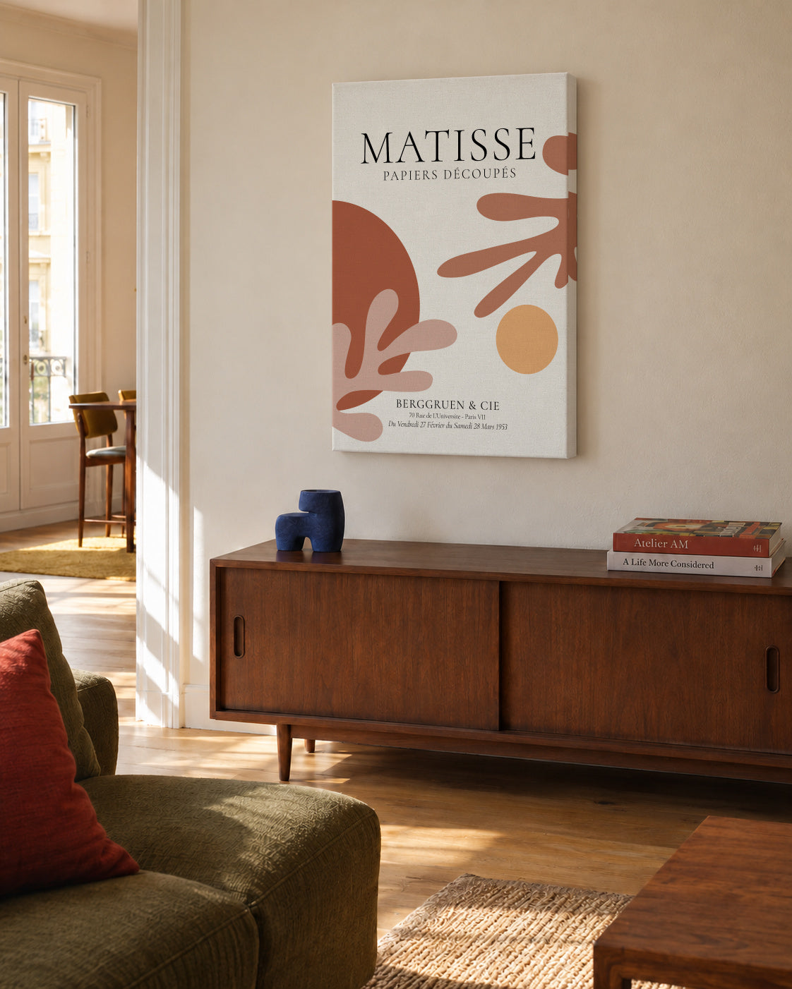 Henri Matisse papiers découpés VII - Unframed canvas in an interior