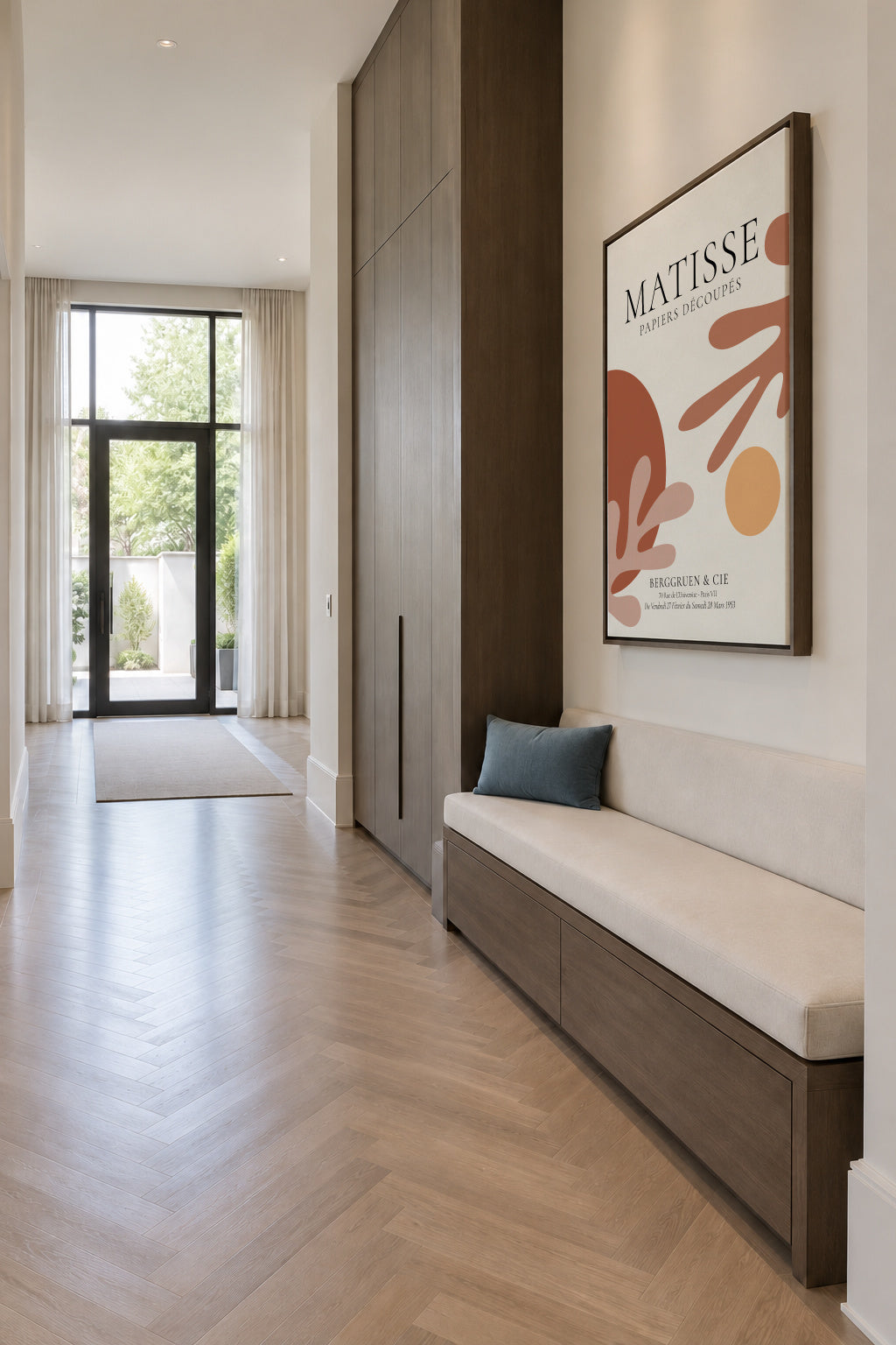 Henri Matisse papiers découpés VII - Framed canvas in an interior