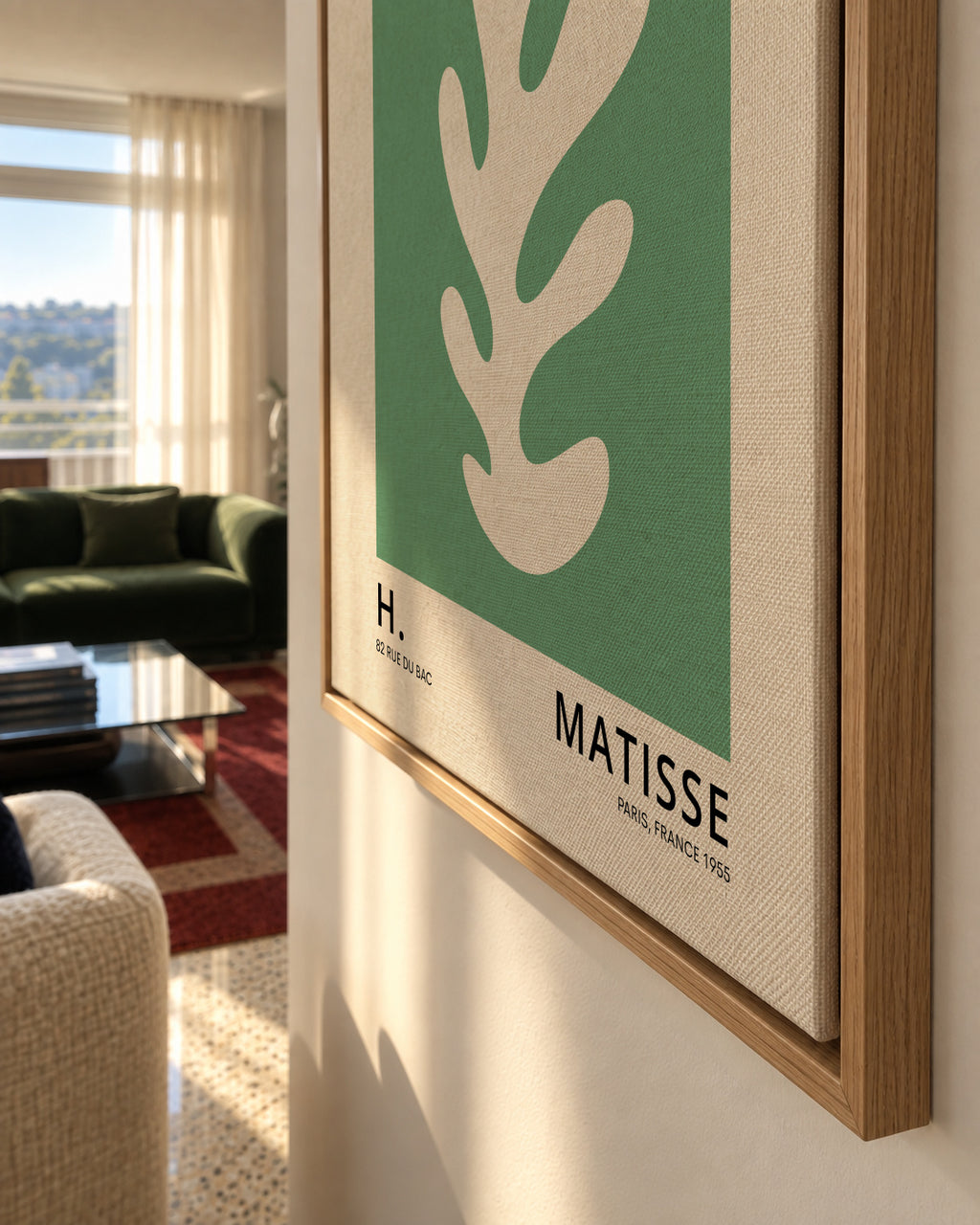 Henri Matisse GREEN papiers découpés I - Framed canvas detail
