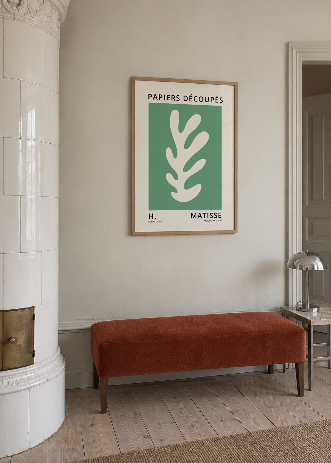 Henri Matisse GREEN papiers découpés I - Framed poster in an interior