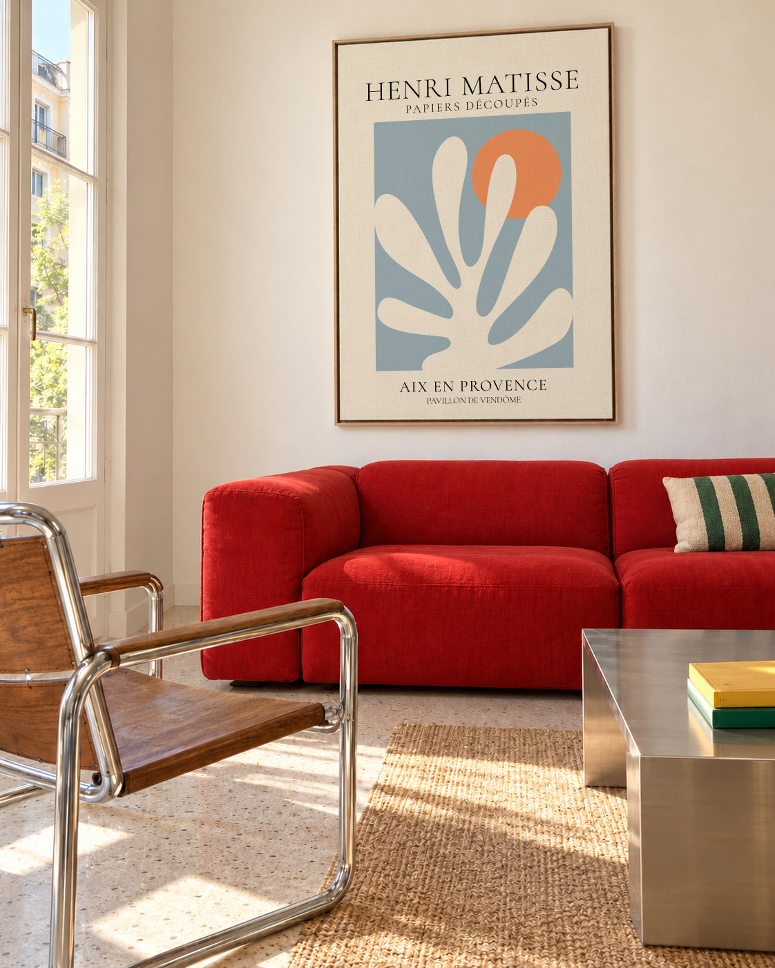 Henri Matisse papiers découpés XII - Framed canvas in an interior