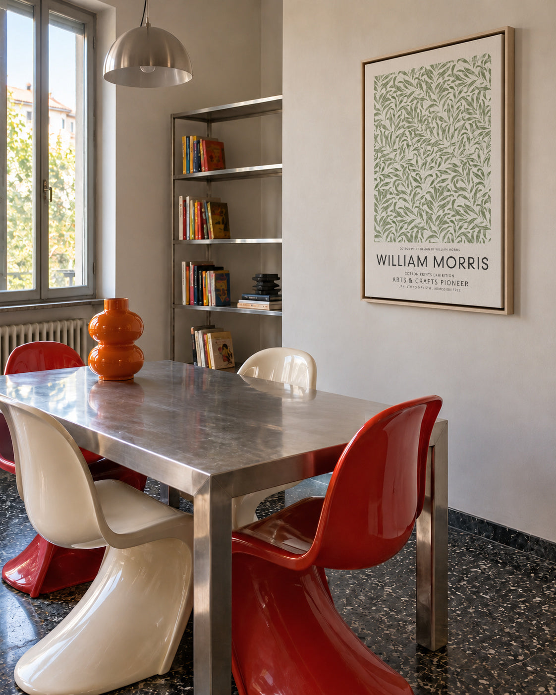 William Morris Green Willow Bough - Framed canvas in an interior