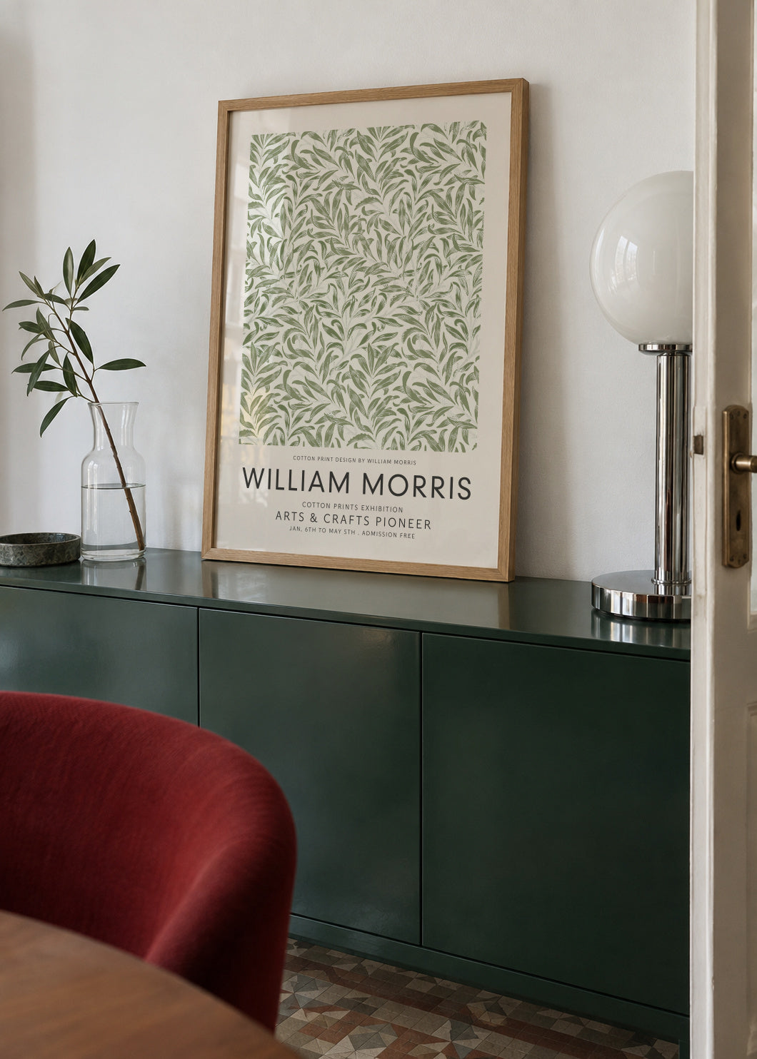 William Morris Green Willow Bough - Framed poster in an interior
