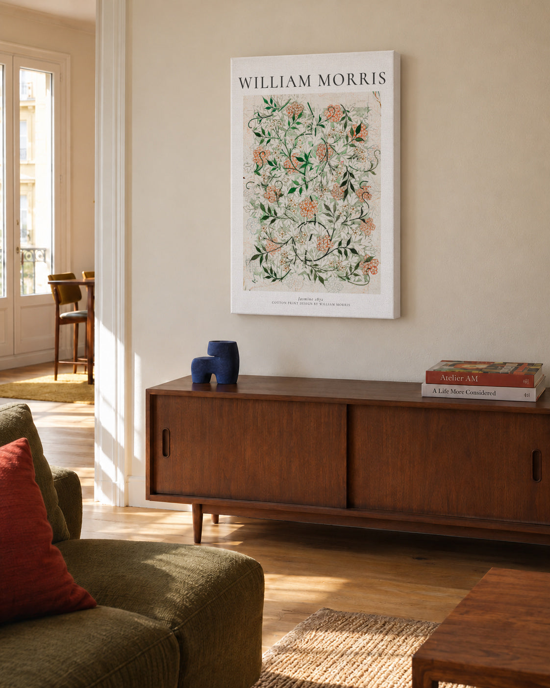 William Morris Jasmine - Unframed canvas in an interior