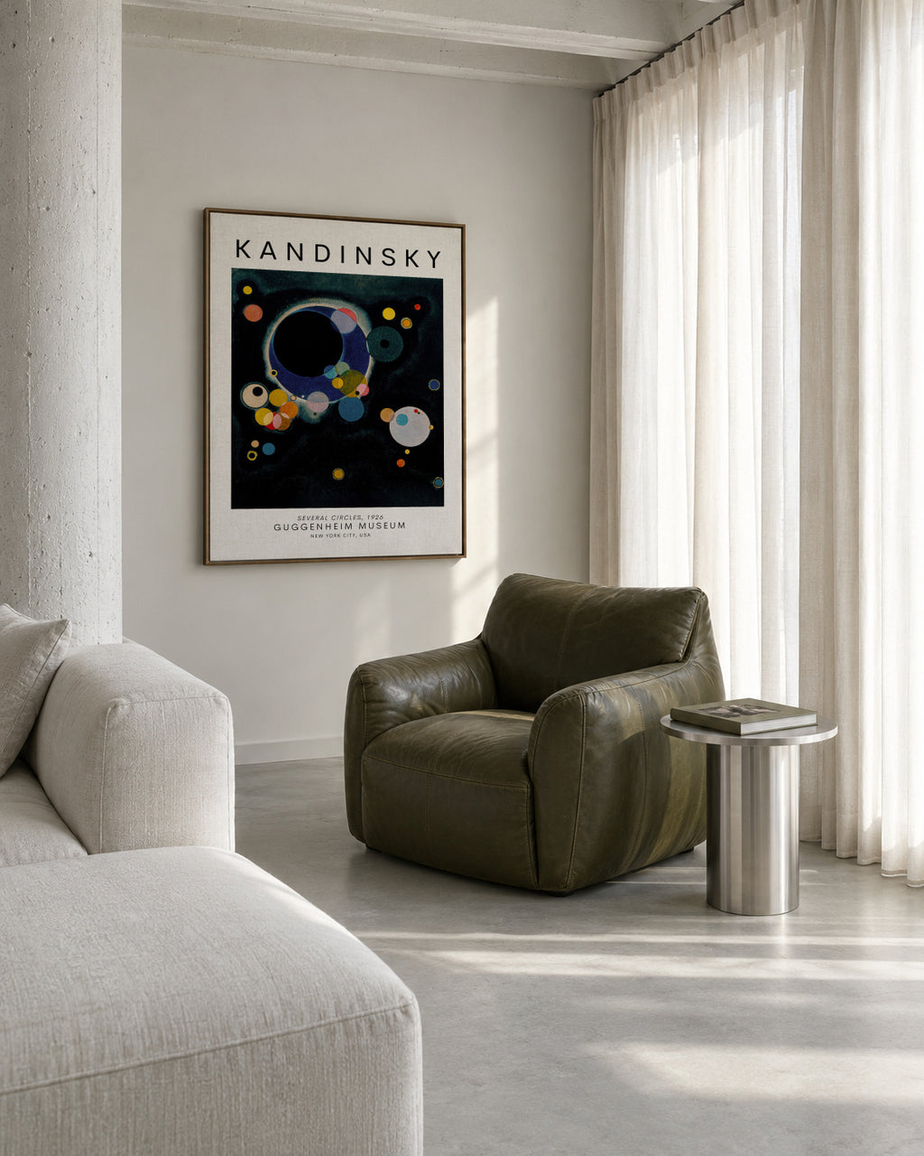 Wassily Kandinsky SEVERAL CIRCLES, 1926 - Framed canvas in an interior