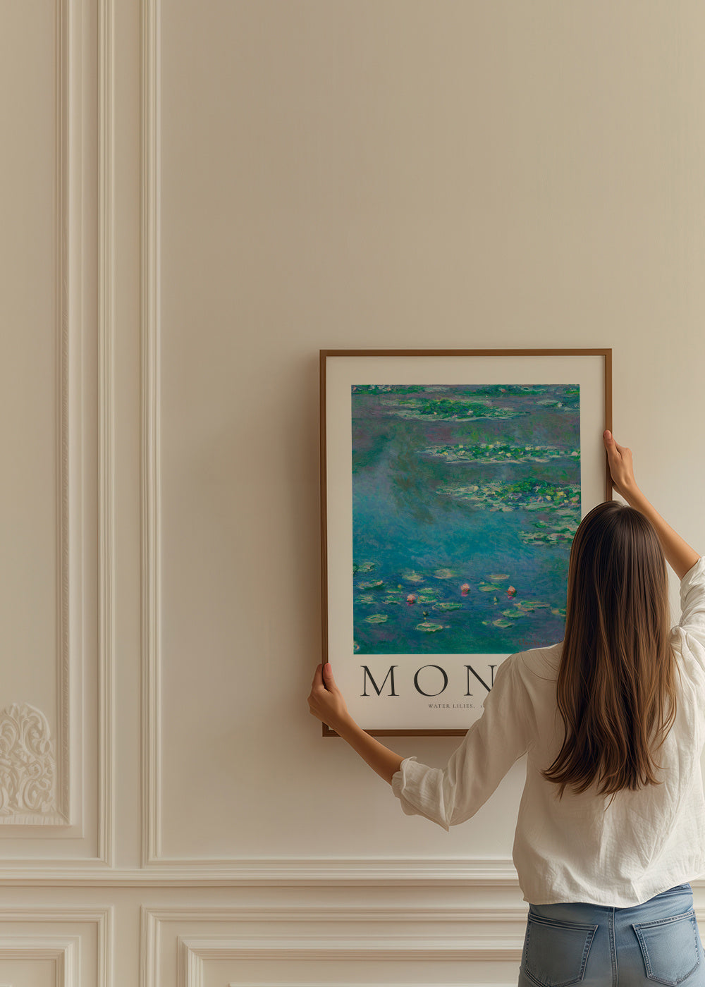 Claude Monet WATER LILIES, 1840–1926 - Framed poster in an interior