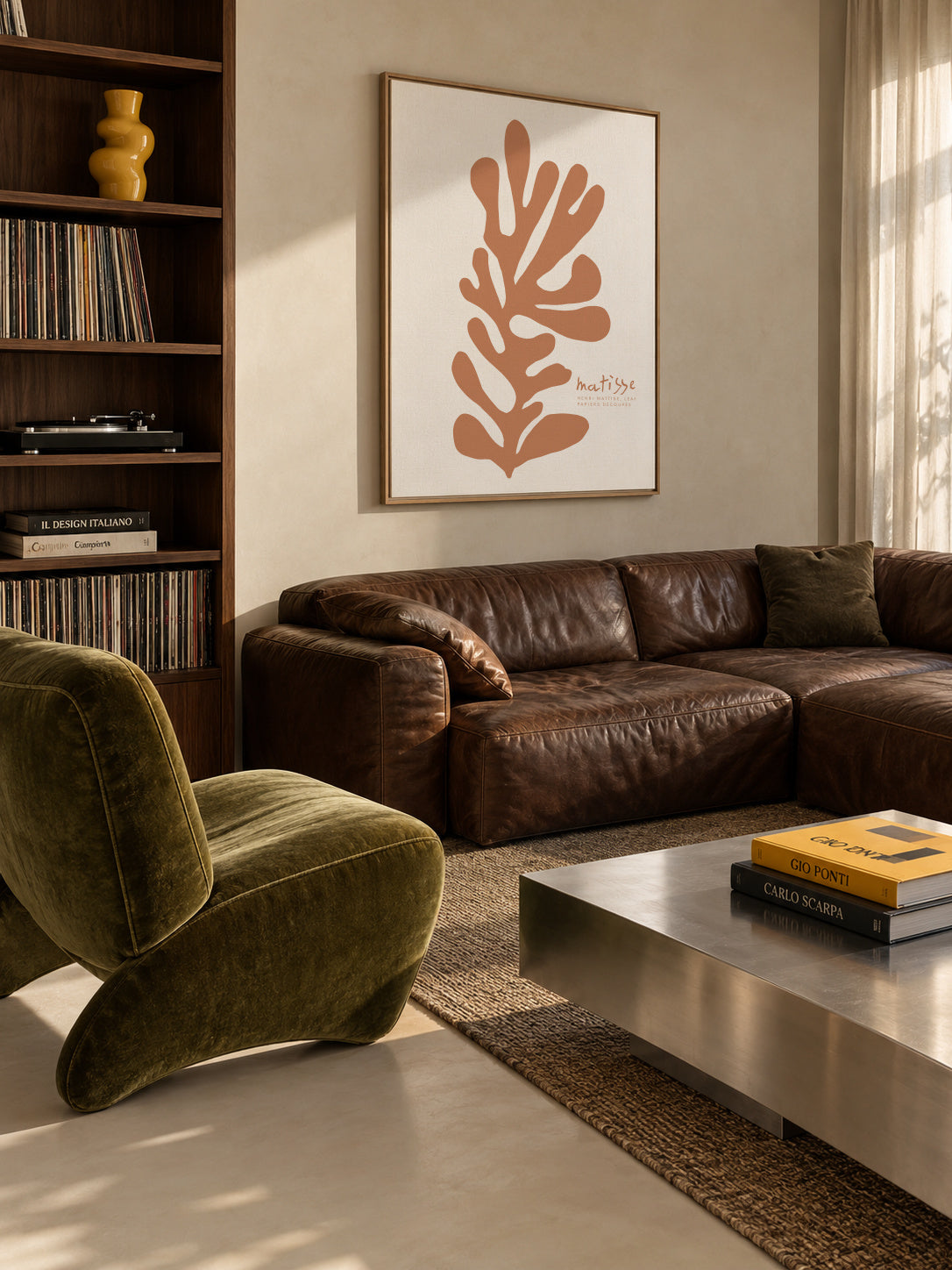 HENRI MATTISE LEAF PAPIERS DÉCOUPÉS - Framed canvas in an interior