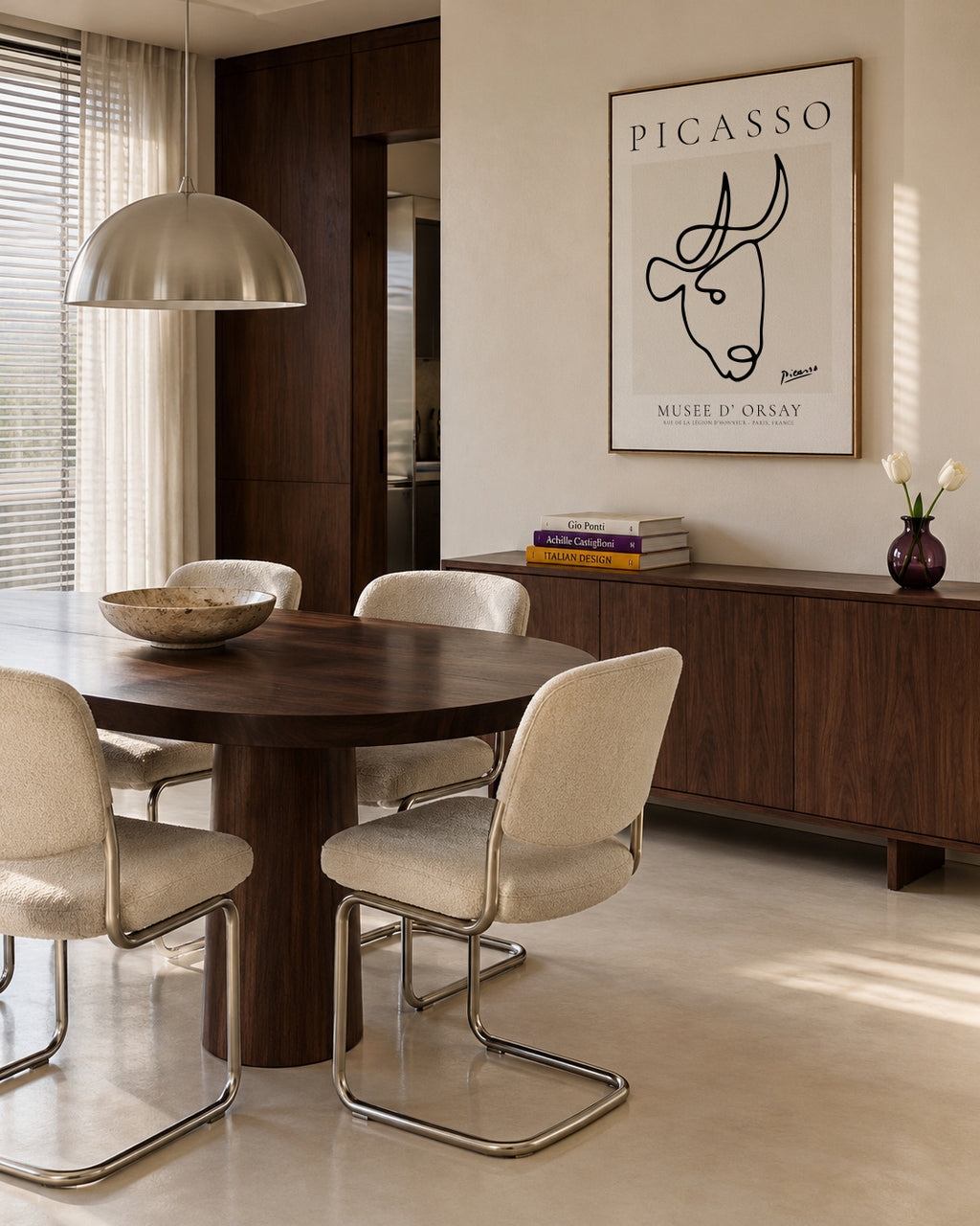 Pablo Picasso Animals Drawings the bull - Framed canvas in an interior
