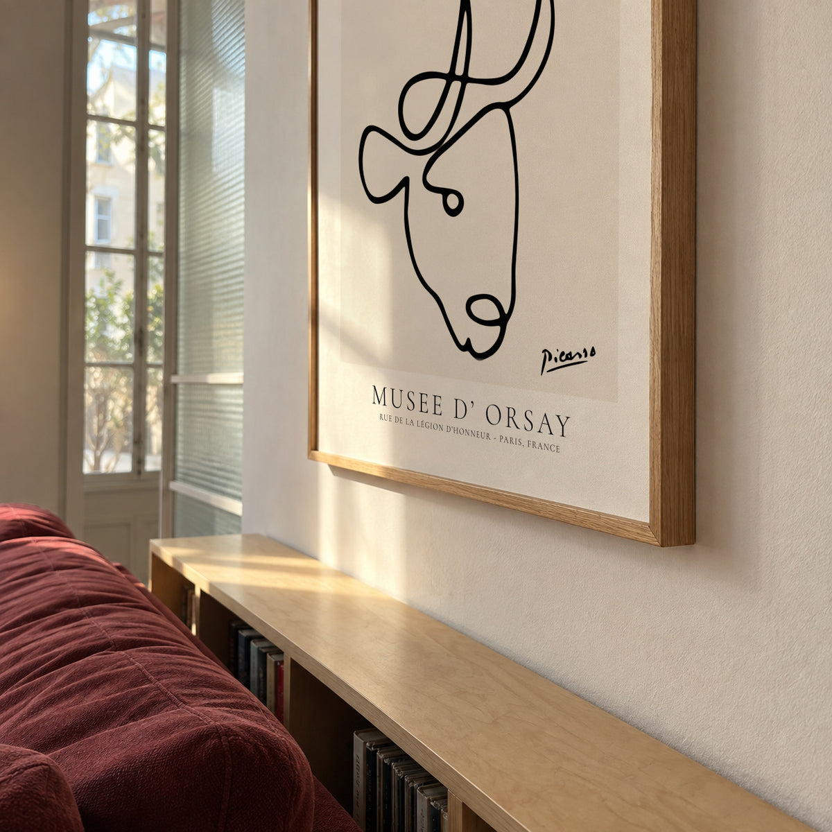 Pablo Picasso Animals Drawings the bull - Framed poster in an interior
