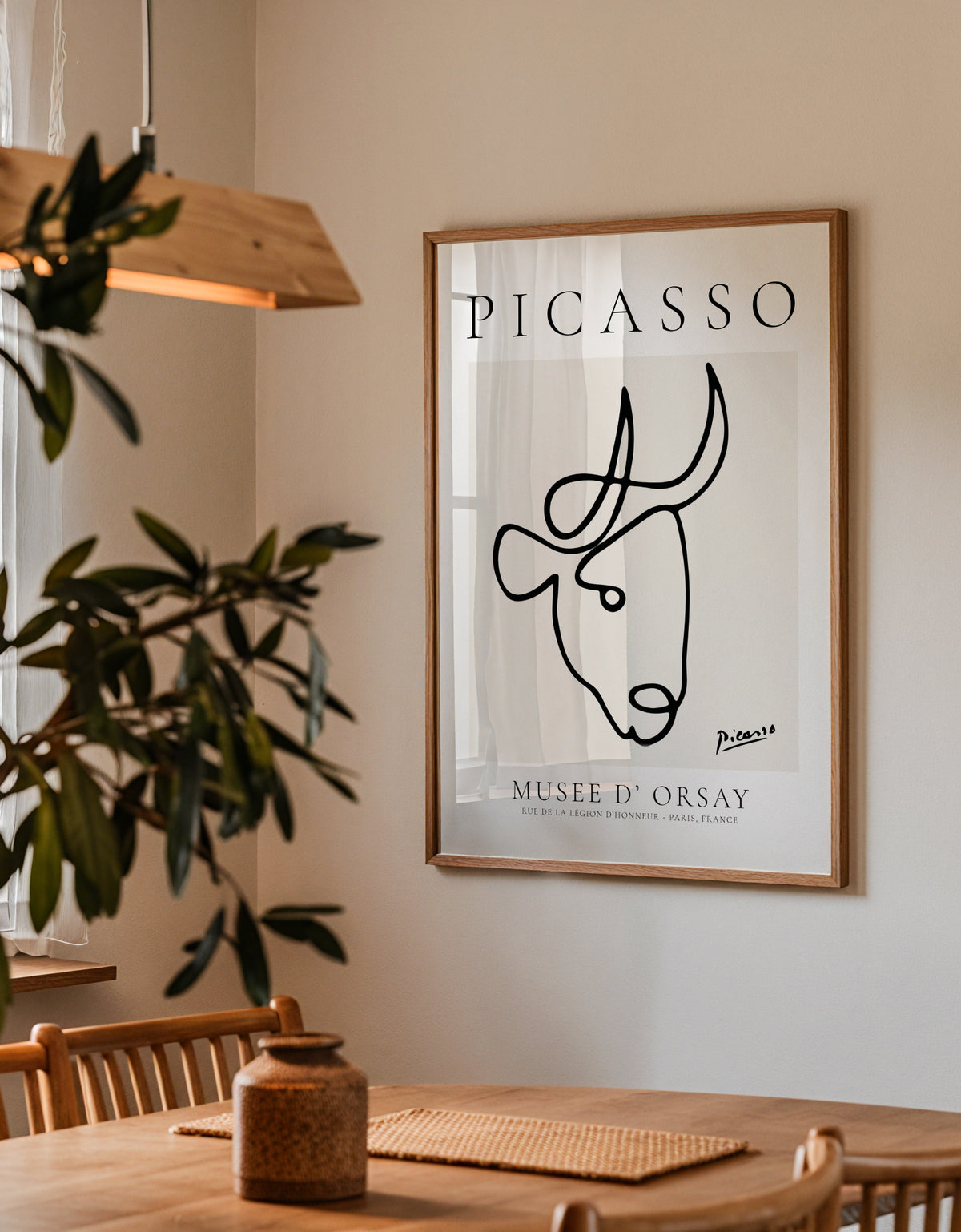 Pablo Picasso Animals Drawings the bull - Framed poster detail