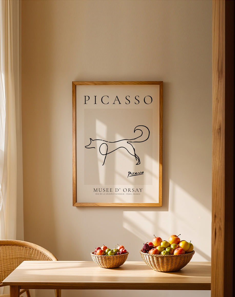 Pablo Picasso Animals Drawing Fox - Framed poster in an interior