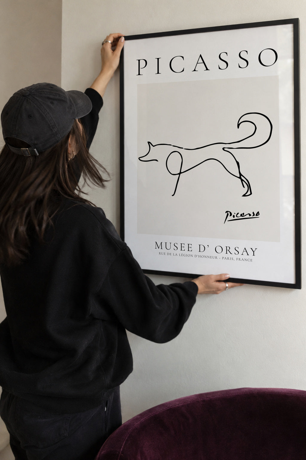 Pablo Picasso Animals Drawing Fox - Framed poster detail