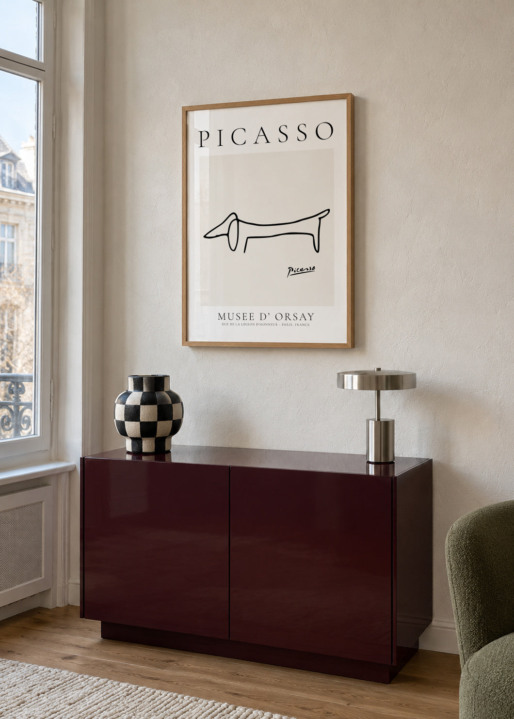Pablo Picasso Animals Drawing Dog - Framed poster in an interior