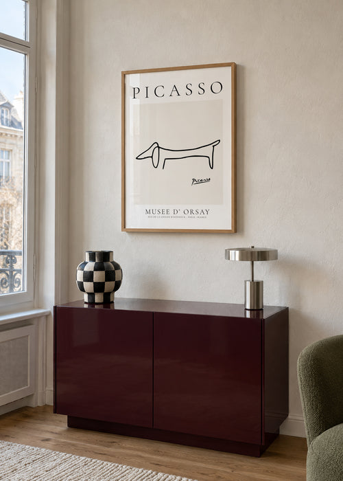 Pablo Picasso Animals Drawing Dog - Framed poster in an interior