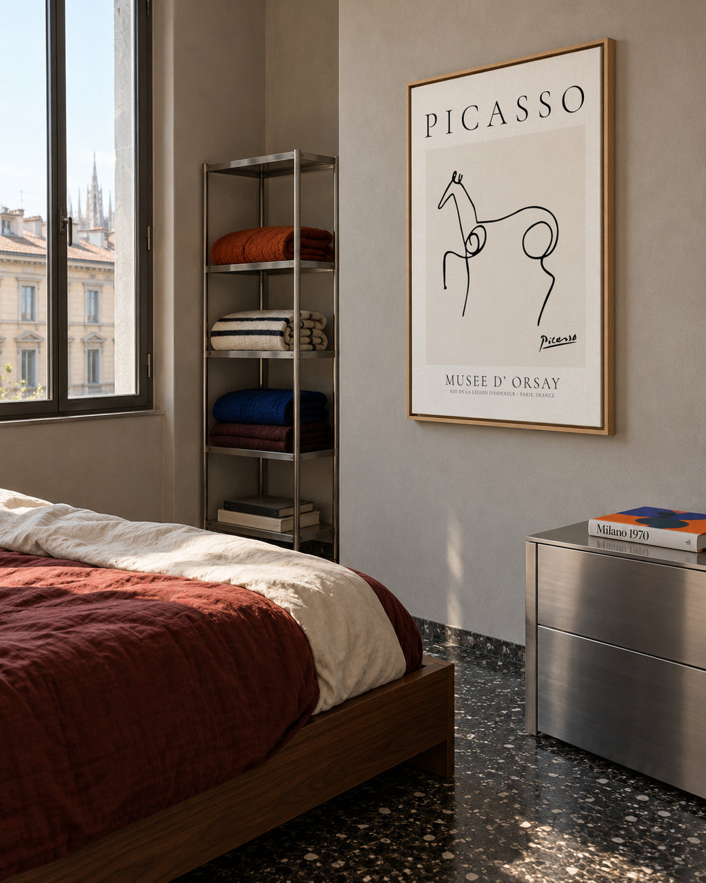 Pablo Picasso Animals Drawing Horse - Framed canvas in an interior
