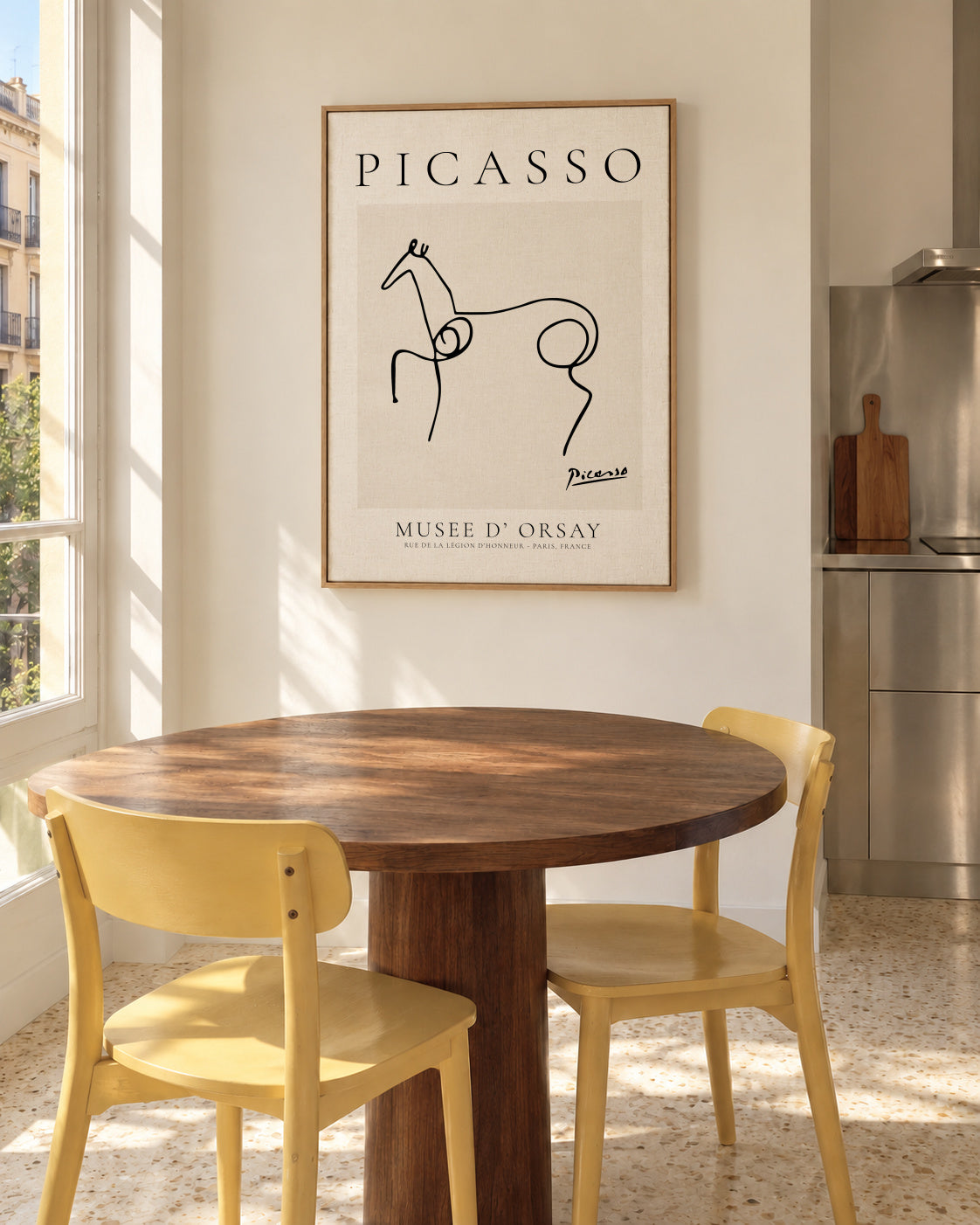 Pablo Picasso Animals Drawing Horse - Framed canvas in an interior