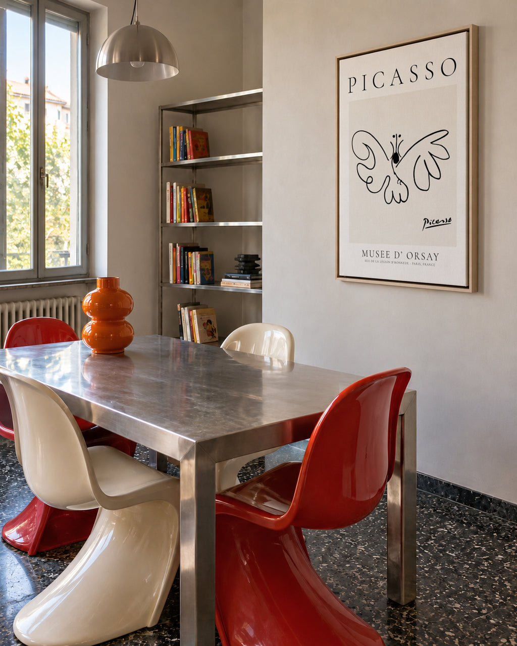 Pablo Picasso Animals Drawing butterfly - Framed canvas in an interior