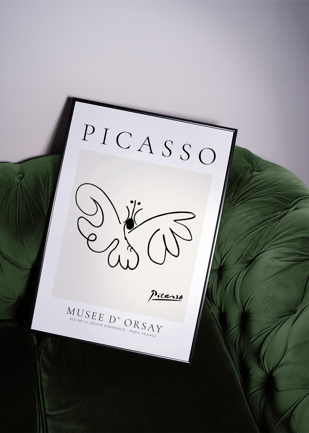 Pablo Picasso Animals Drawing butterfly - Framed poster in an interior