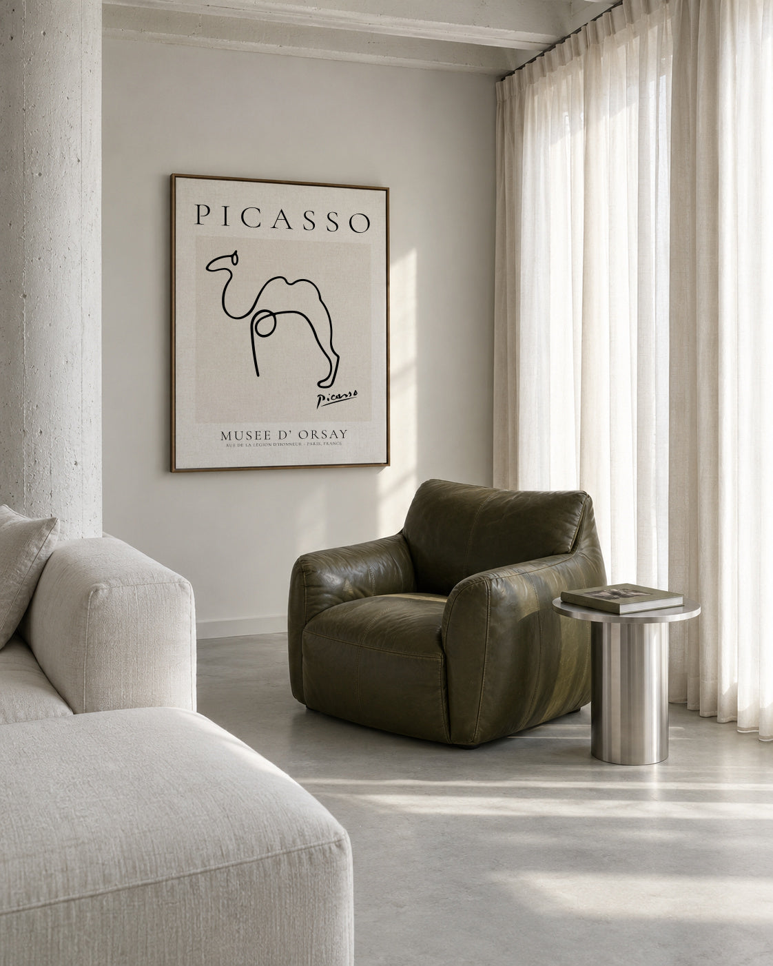 Pablo Picasso Animals Drawing cammel - Framed canvas in an interior