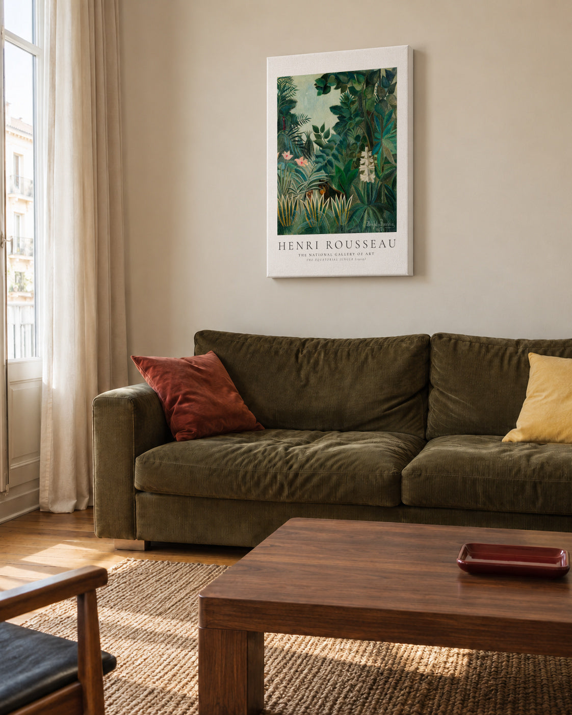 Henri Rousseau The equatorial jungle - Unframed canvas in an interior