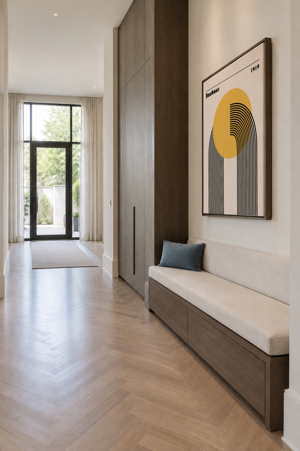 Bauhaus Venus yellow circle - Framed canvas in an interior